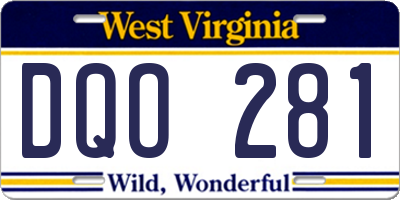WV license plate DQO281