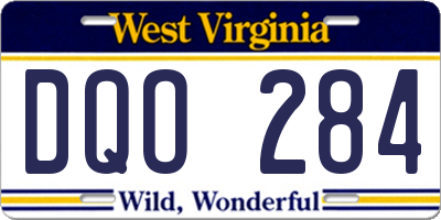 WV license plate DQO284