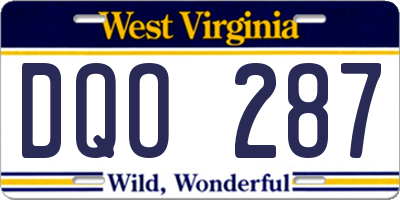 WV license plate DQO287