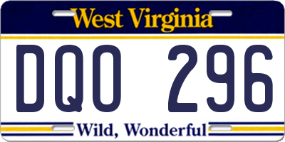 WV license plate DQO296