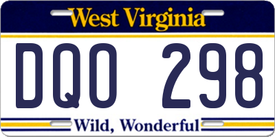 WV license plate DQO298