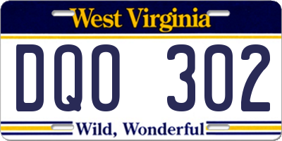 WV license plate DQO302
