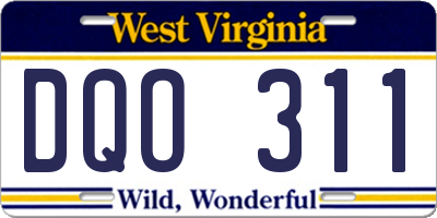 WV license plate DQO311