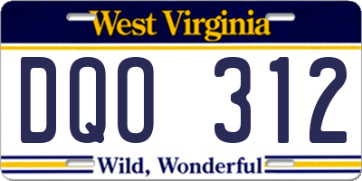 WV license plate DQO312