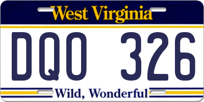 WV license plate DQO326