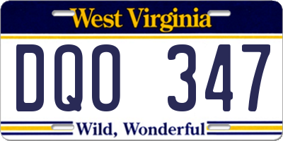 WV license plate DQO347