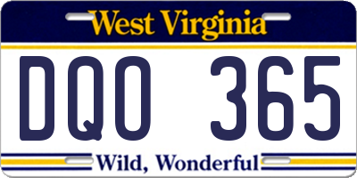 WV license plate DQO365