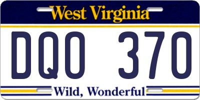 WV license plate DQO370