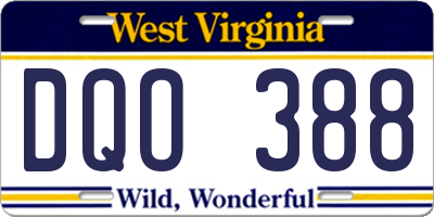 WV license plate DQO388