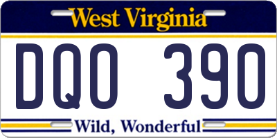 WV license plate DQO390