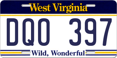 WV license plate DQO397