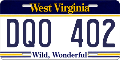 WV license plate DQO402