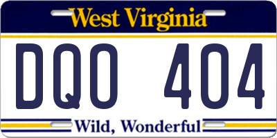 WV license plate DQO404