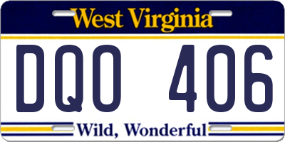 WV license plate DQO406