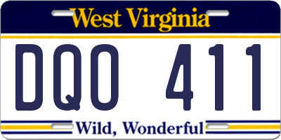 WV license plate DQO411