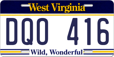 WV license plate DQO416