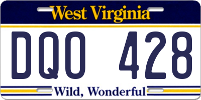 WV license plate DQO428