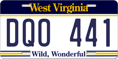 WV license plate DQO441