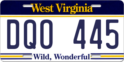 WV license plate DQO445