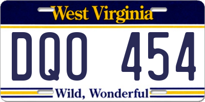 WV license plate DQO454