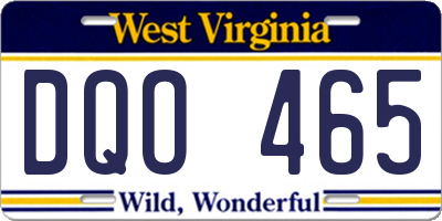 WV license plate DQO465