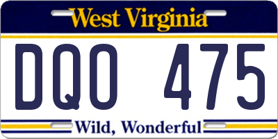 WV license plate DQO475