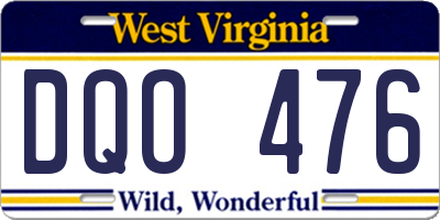 WV license plate DQO476
