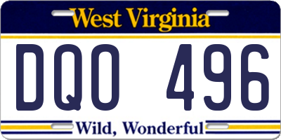 WV license plate DQO496