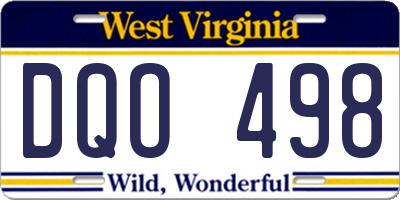 WV license plate DQO498