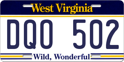 WV license plate DQO502