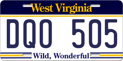 WV license plate DQO505