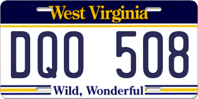 WV license plate DQO508