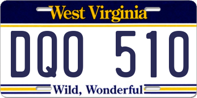WV license plate DQO510