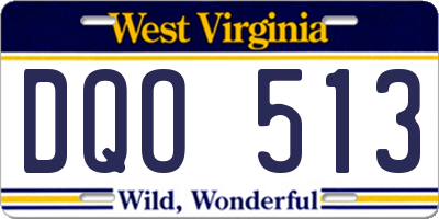 WV license plate DQO513