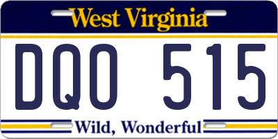 WV license plate DQO515