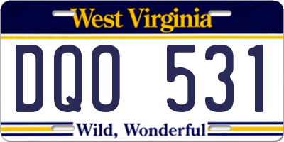 WV license plate DQO531