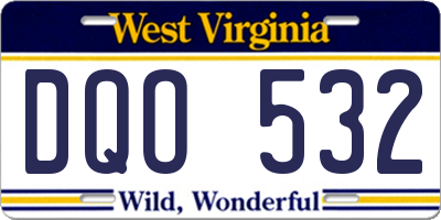 WV license plate DQO532