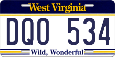 WV license plate DQO534