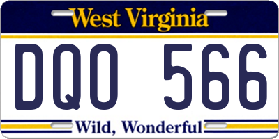 WV license plate DQO566