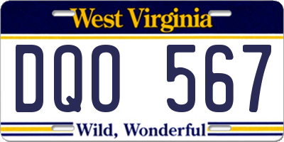 WV license plate DQO567