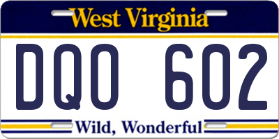 WV license plate DQO602