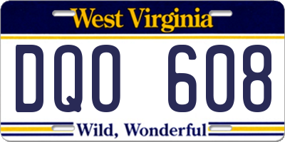 WV license plate DQO608