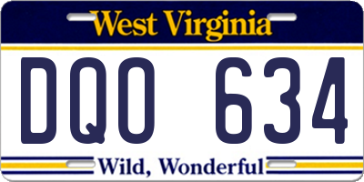 WV license plate DQO634