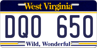 WV license plate DQO650