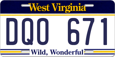 WV license plate DQO671