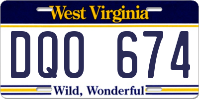 WV license plate DQO674