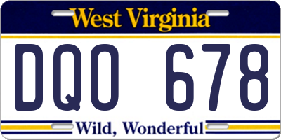 WV license plate DQO678