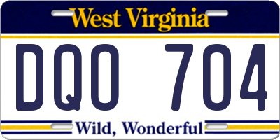 WV license plate DQO704