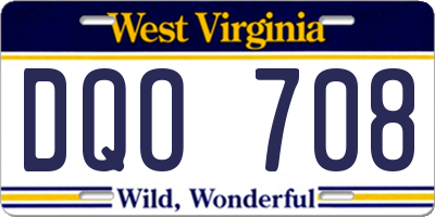 WV license plate DQO708