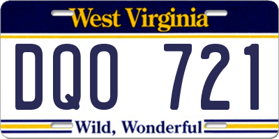 WV license plate DQO721